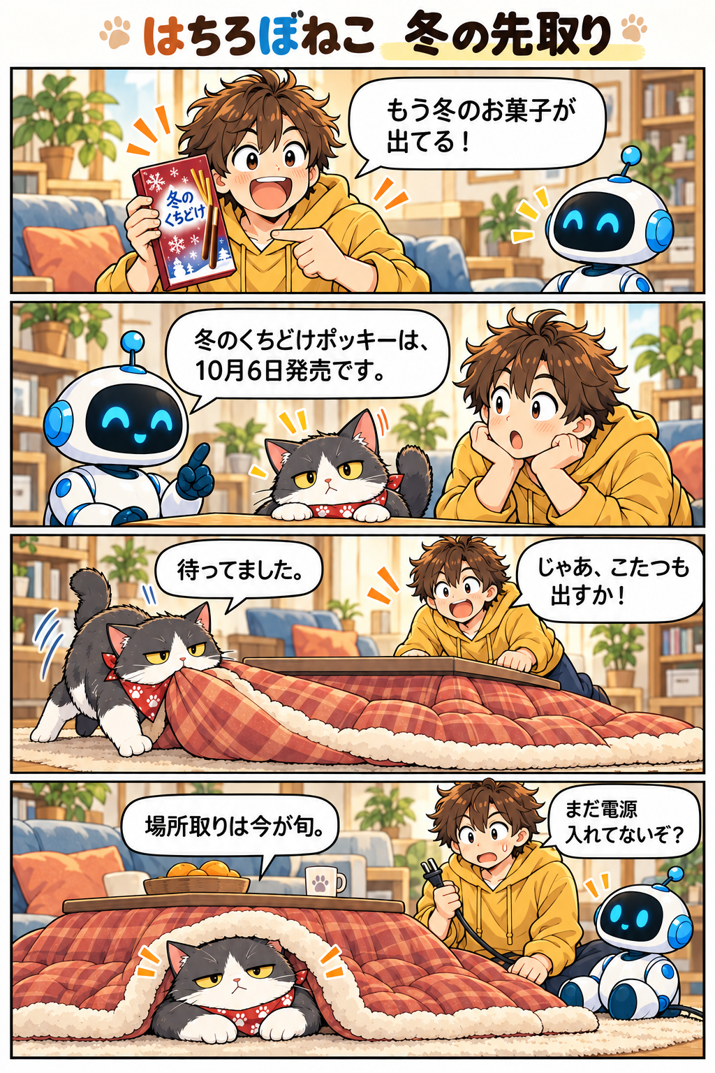 はちろぼねこ「冬の先取り」の4コマ漫画
