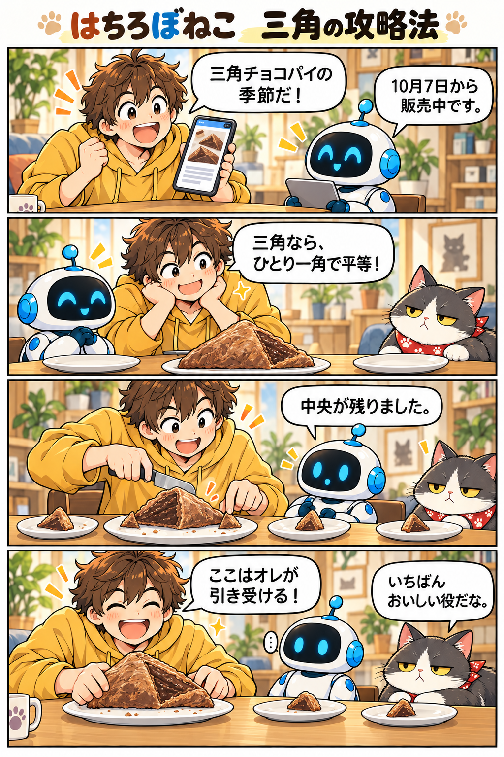 はちろぼねこ「三角の攻略法」の4コマ漫画