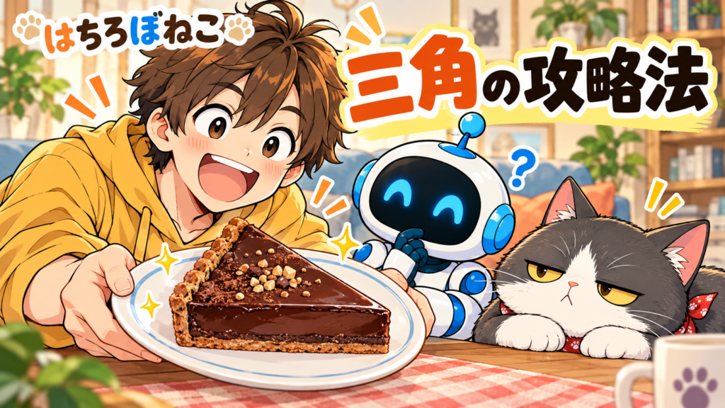 【はちろぼねこ】三角の攻略法｜三角チョコパイを平等に分けるには？