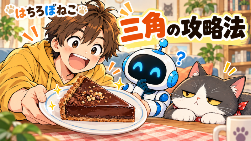 【はちろぼねこ】三角の攻略法｜三角チョコパイを平等に分けるには？
