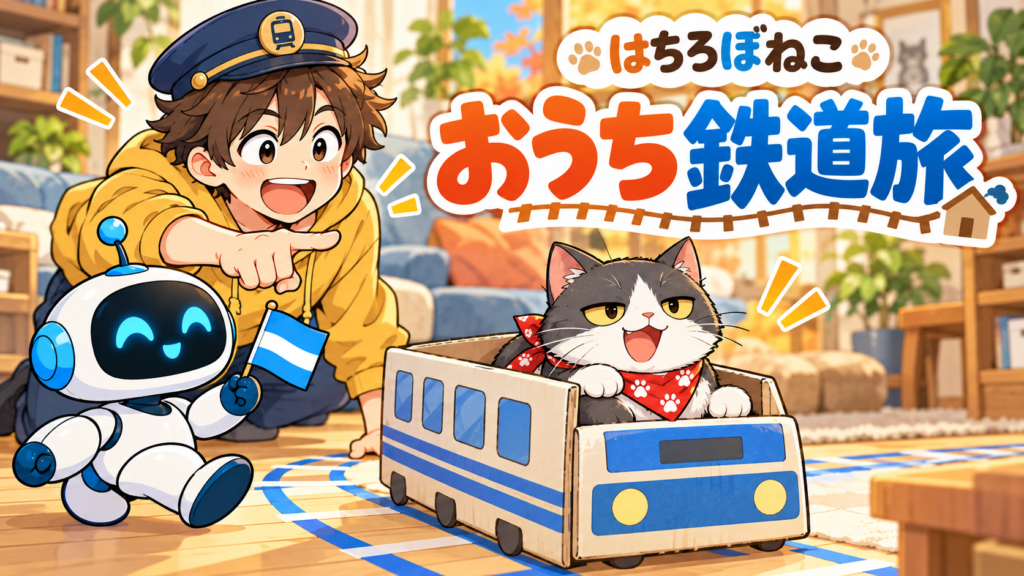 【4コマ漫画】おうち鉄道旅｜はちろぼねこ