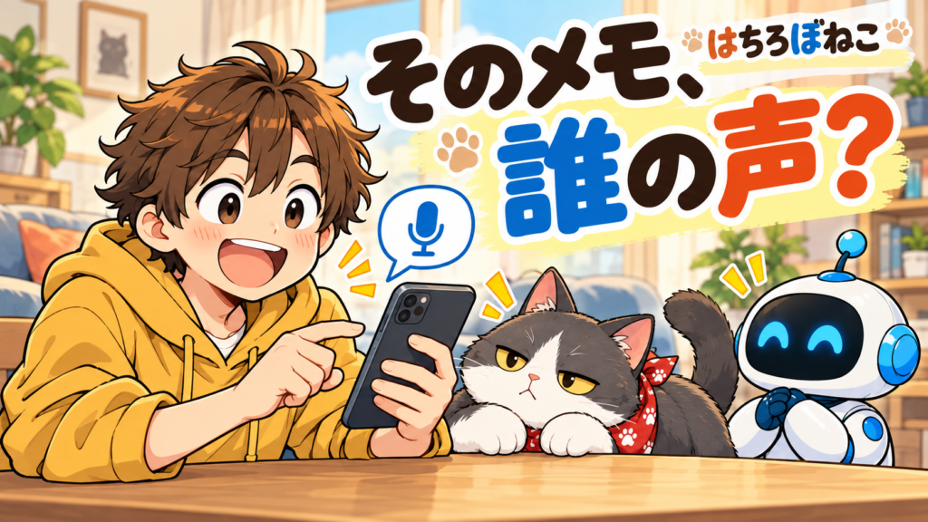 【4コマ漫画】音声入力｜はちろぼねこ